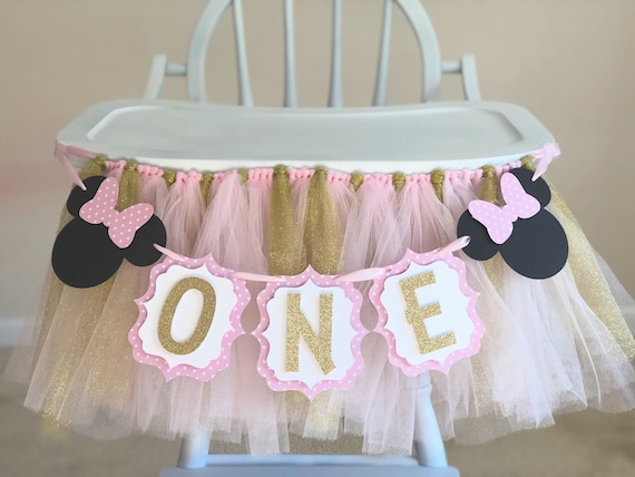 High Chair Banner Tulle Skirt High Chair Tutu Girl Pink Etsy