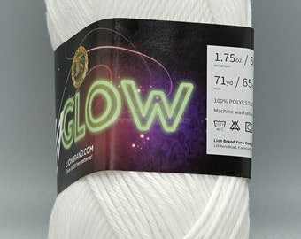 (3 Pack) Lion Brand Yarn DIY Glow Yarn, Natural