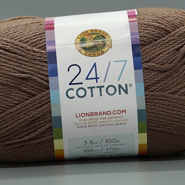 Lion Brand 24/7 Cotton 126 Cafe Au Lait Yarn 100% Mercerized Cotton