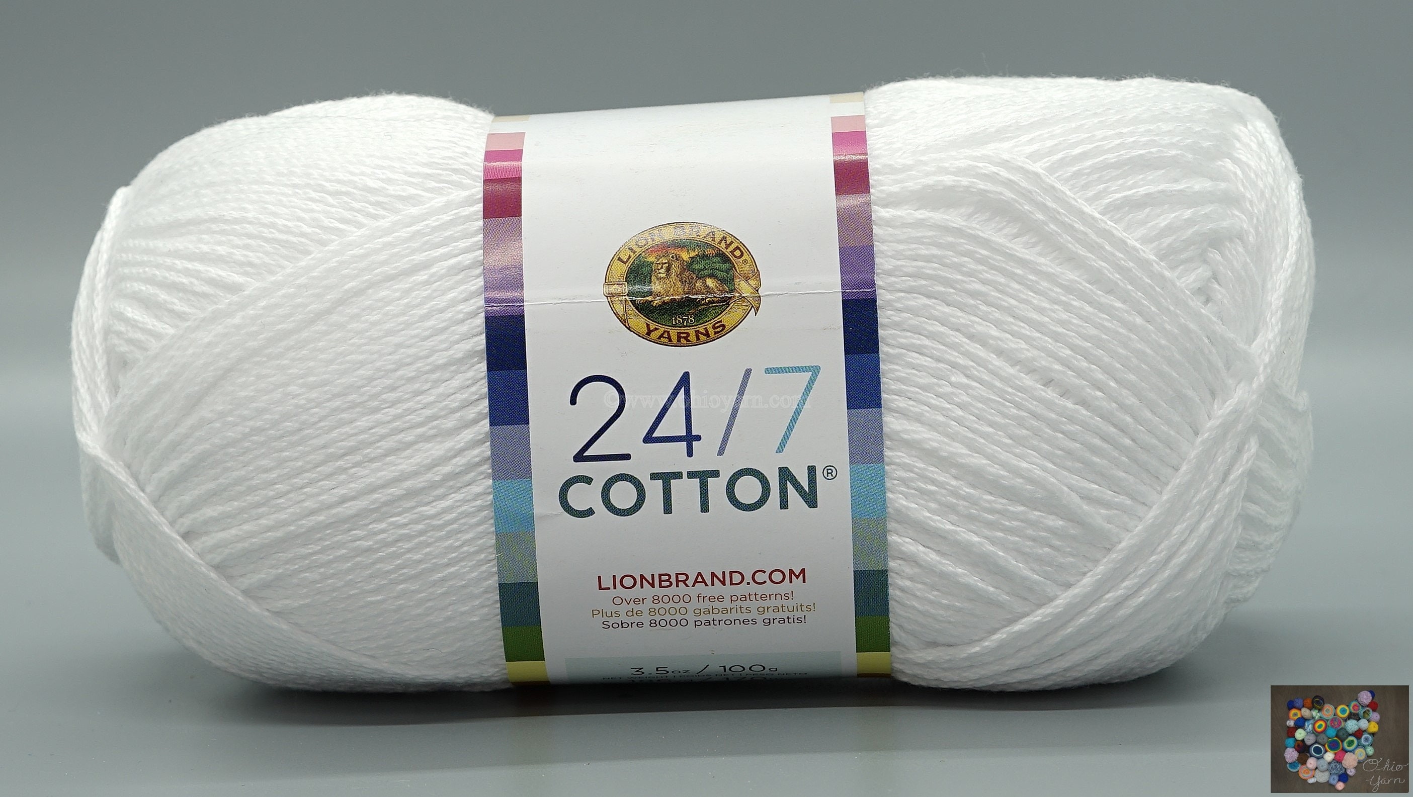 Lion Brand 24/7 Cotton 100 White Yarn 100% Mercerized Cotton - Etsy