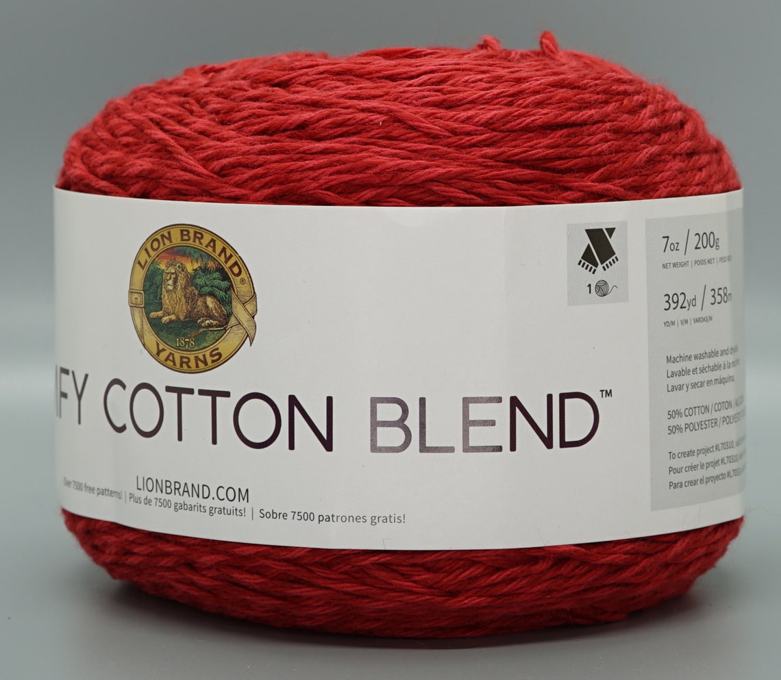Lion Brand Comfy Cotton 113 Poppy Yarn | Etsy