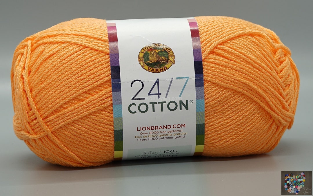 Lion Brand 24/7 Cotton 132 Creamsicle Yarn 100 Mercerized Etsy