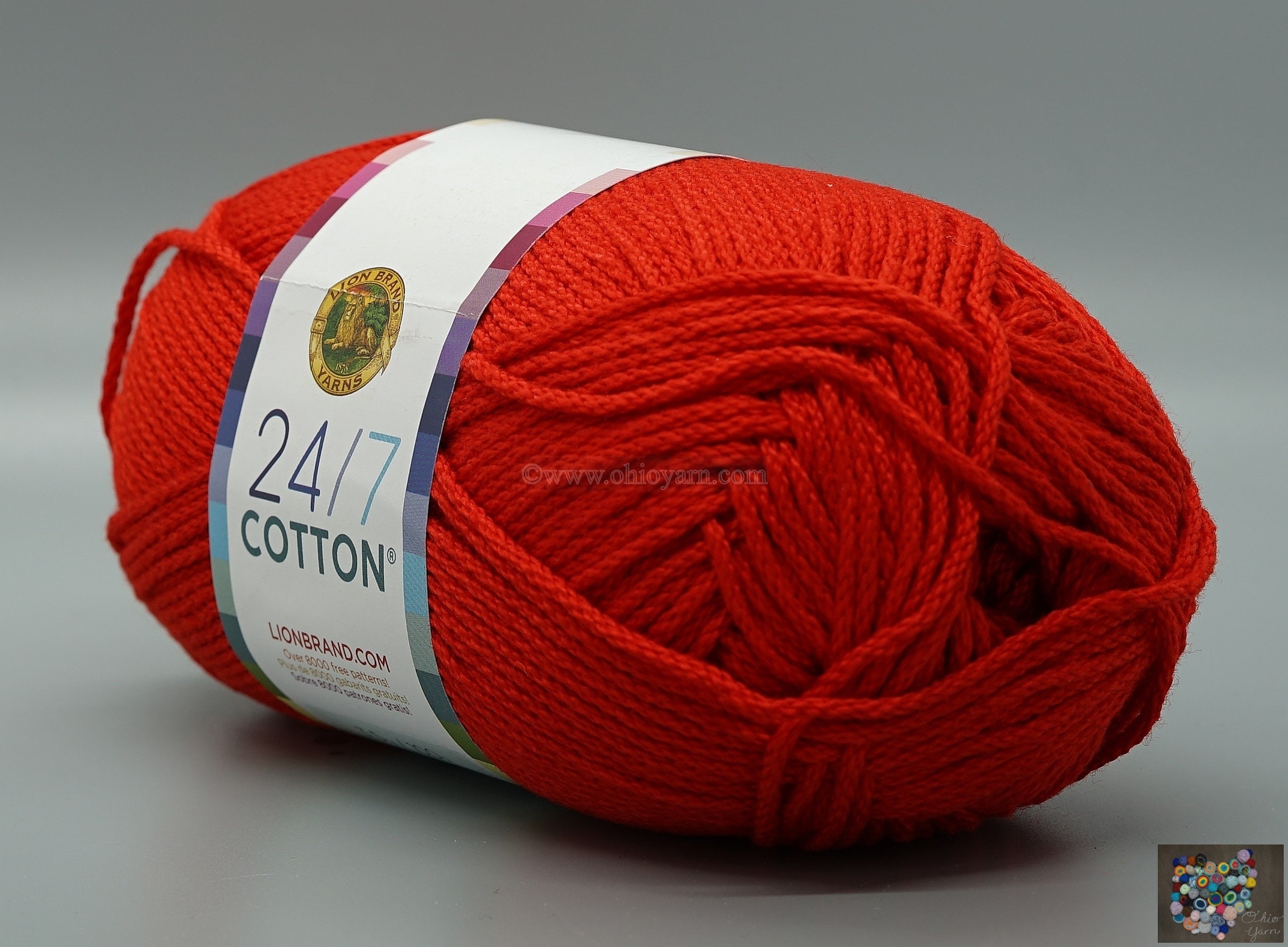 Lion Brand 24/7 Cotton Yarn (Red)