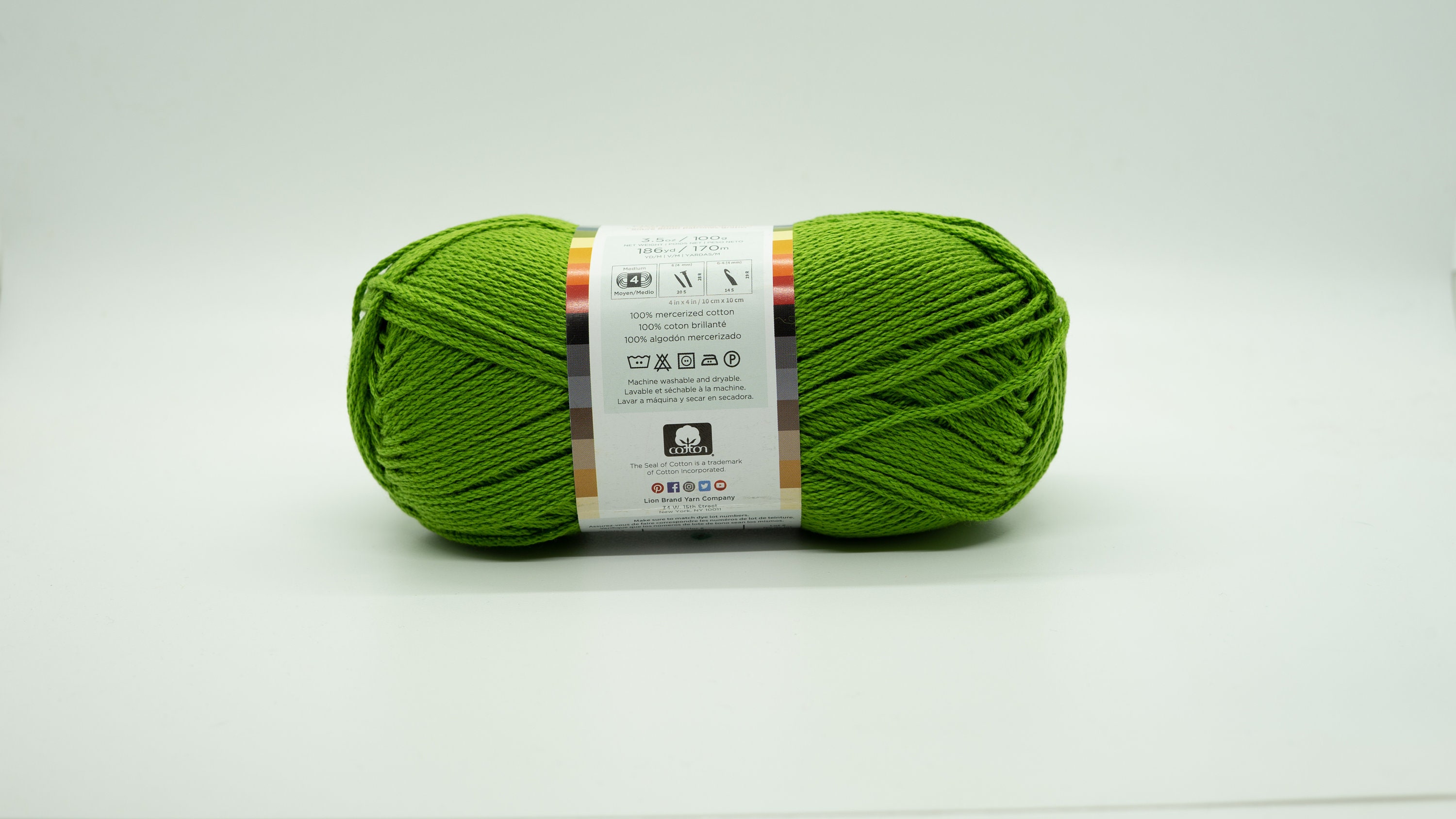 Lion Brand 24/7 Cotton 172 Grass Yarn 100 Mercerized Cotton Etsy