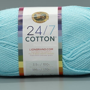 Lion Brand 24/7 Cotton 102 Aqua Yarn 100% Mercerized Cotton