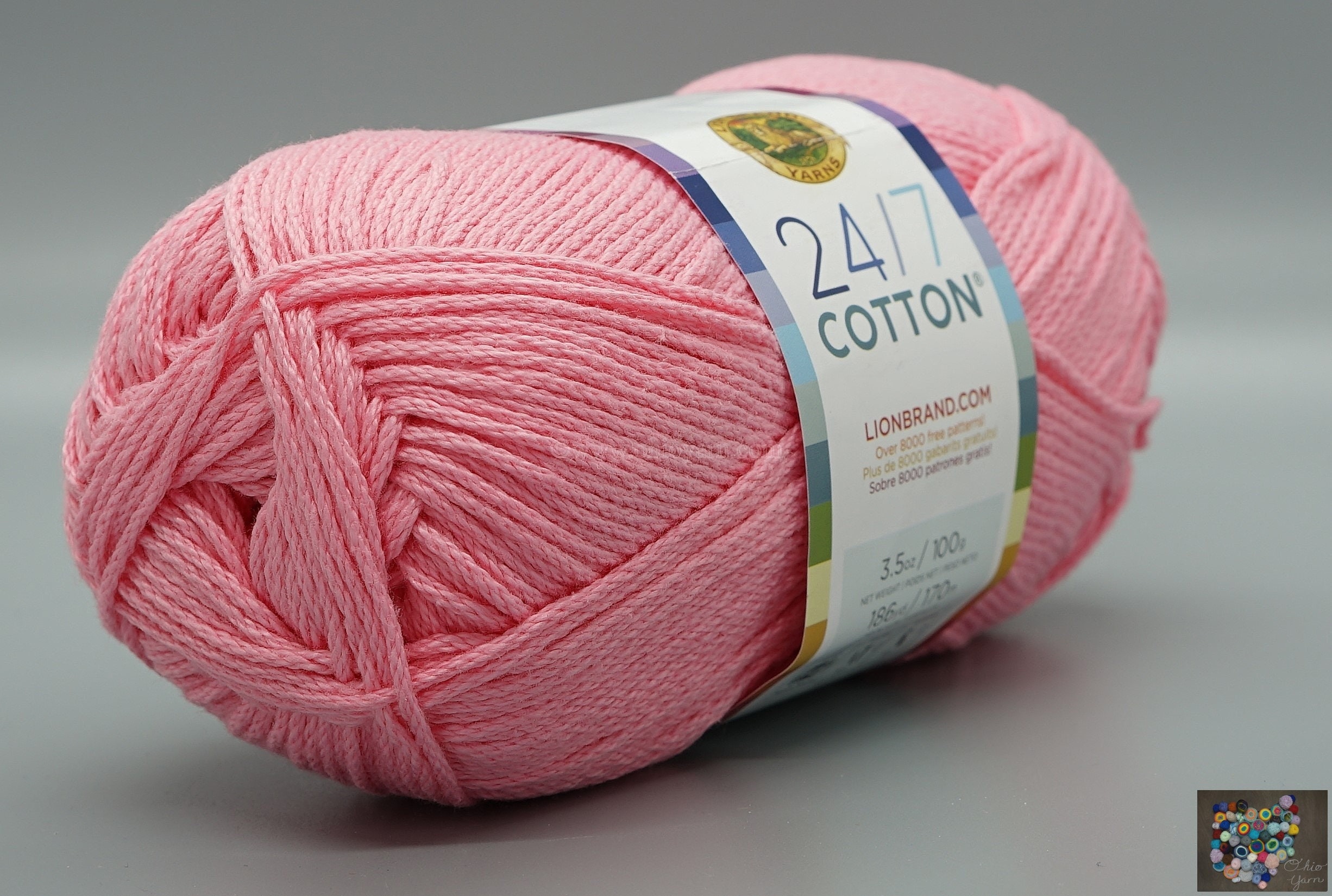 Lion Brand 24/7 Cotton 101 Pink Yarn 100% Mercerized Cotton -  Norway