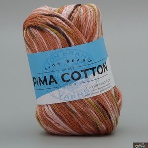 Lion Brand Pima Cotton yarn Variegated Color 501 Auburn