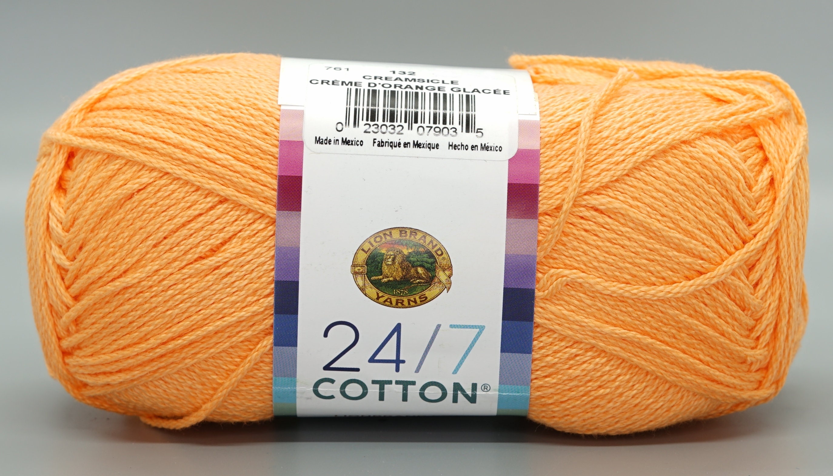 Lion Brand 24/7 Cotton 132 Creamsicle Yarn 100 Mercerized Etsy