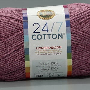 Lion Brand 24/7 Cotton 143 Lilac Yarn 100% Mercerized Cotton Yarn