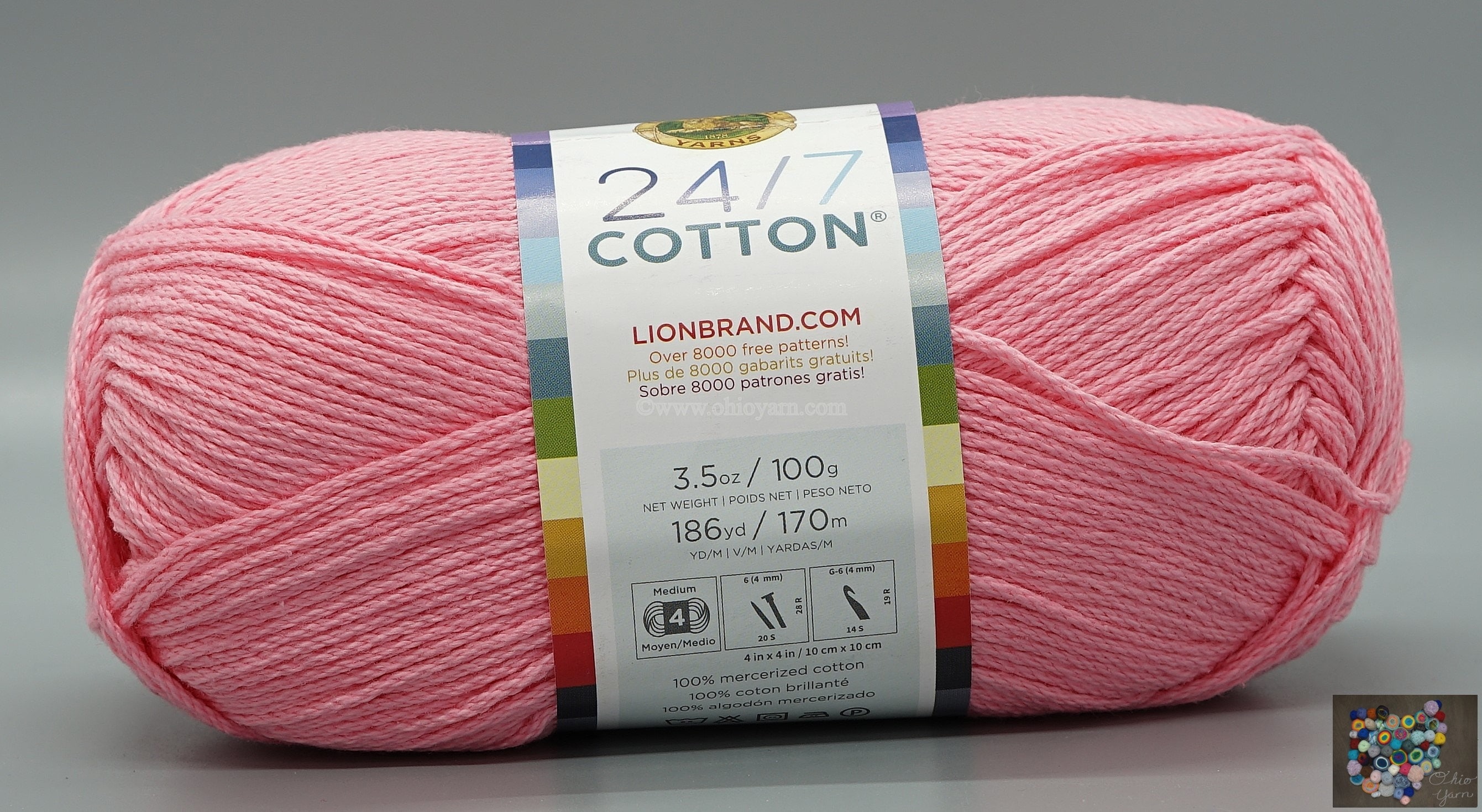 Lion Brand 24/7 Cotton 144 Magenta Yarn 100% Mercerized Cotton Yarn -   Hong Kong