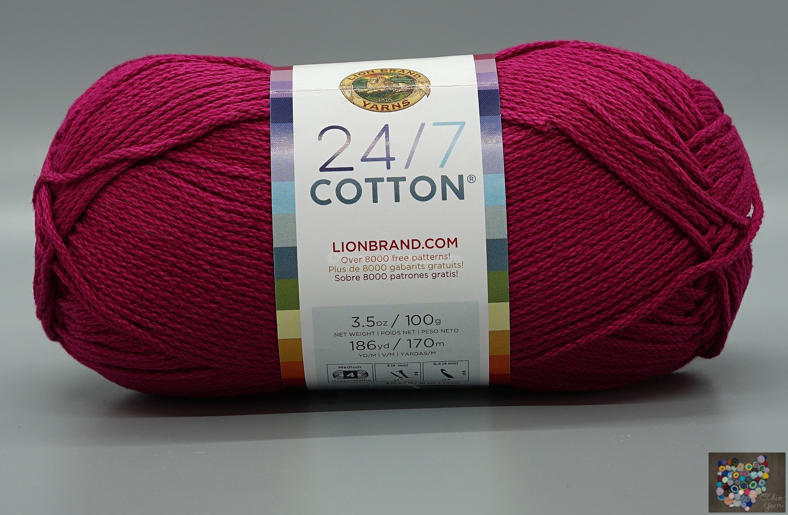 Lion Brand 24/7 Cotton Yarn - Magenta