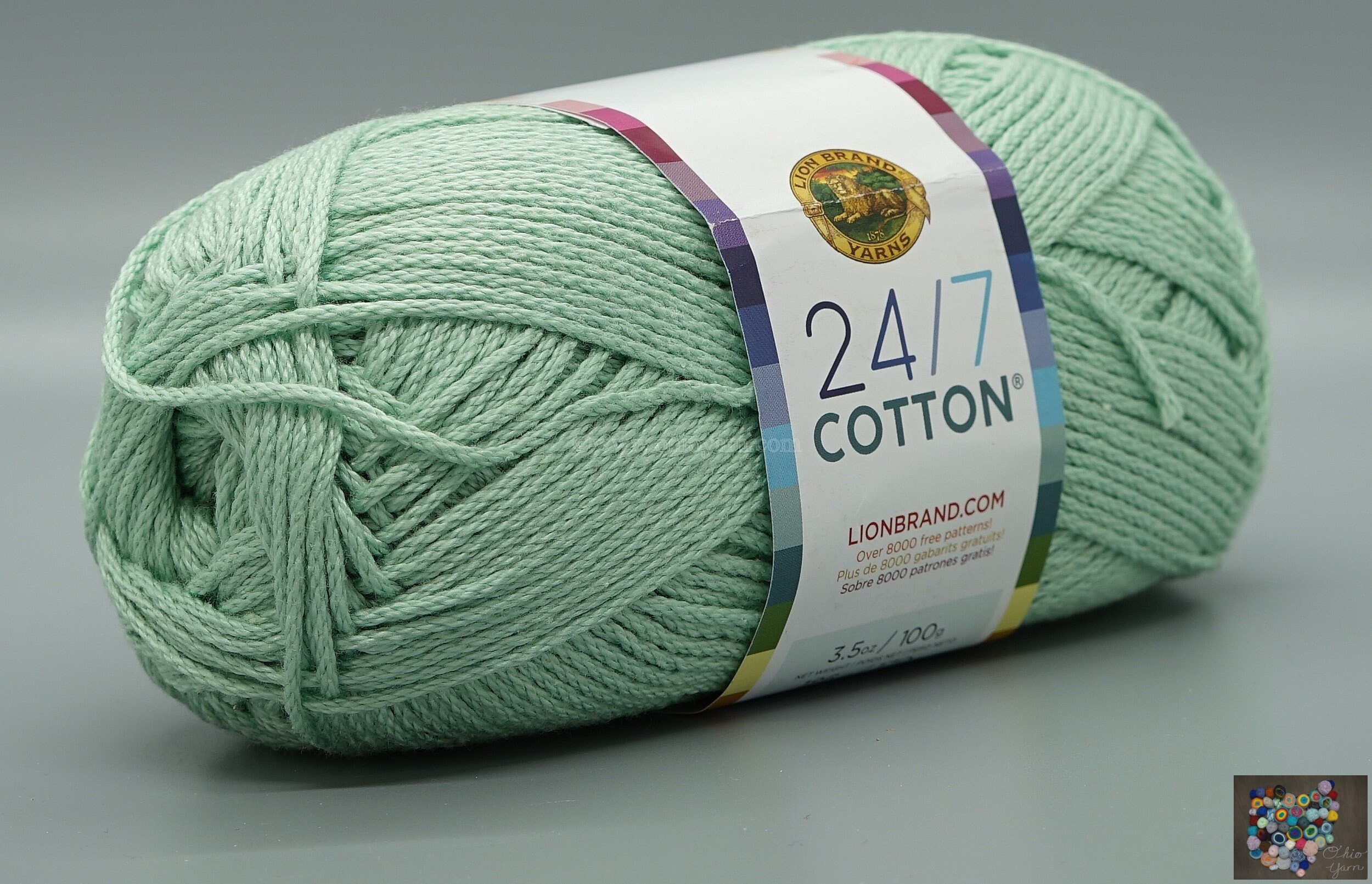 Lion Brand 24/7 Cotton 156 Mint Yarn 100% Mercerized Cotton 