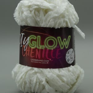 Lion Brand Yarn DIY Glow Chenille Yarn 100 Pearl