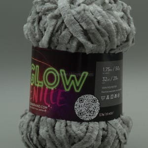 Lion Brand Yarn DIY Glow Chenille Yarn 150 Grey