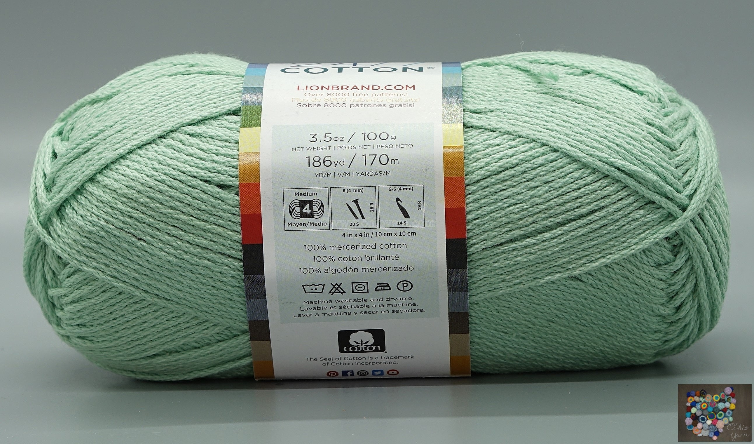 Lion Brand 24/7 Cotton 173 Hay Bale Yarn 100% Mercerized Cotton 