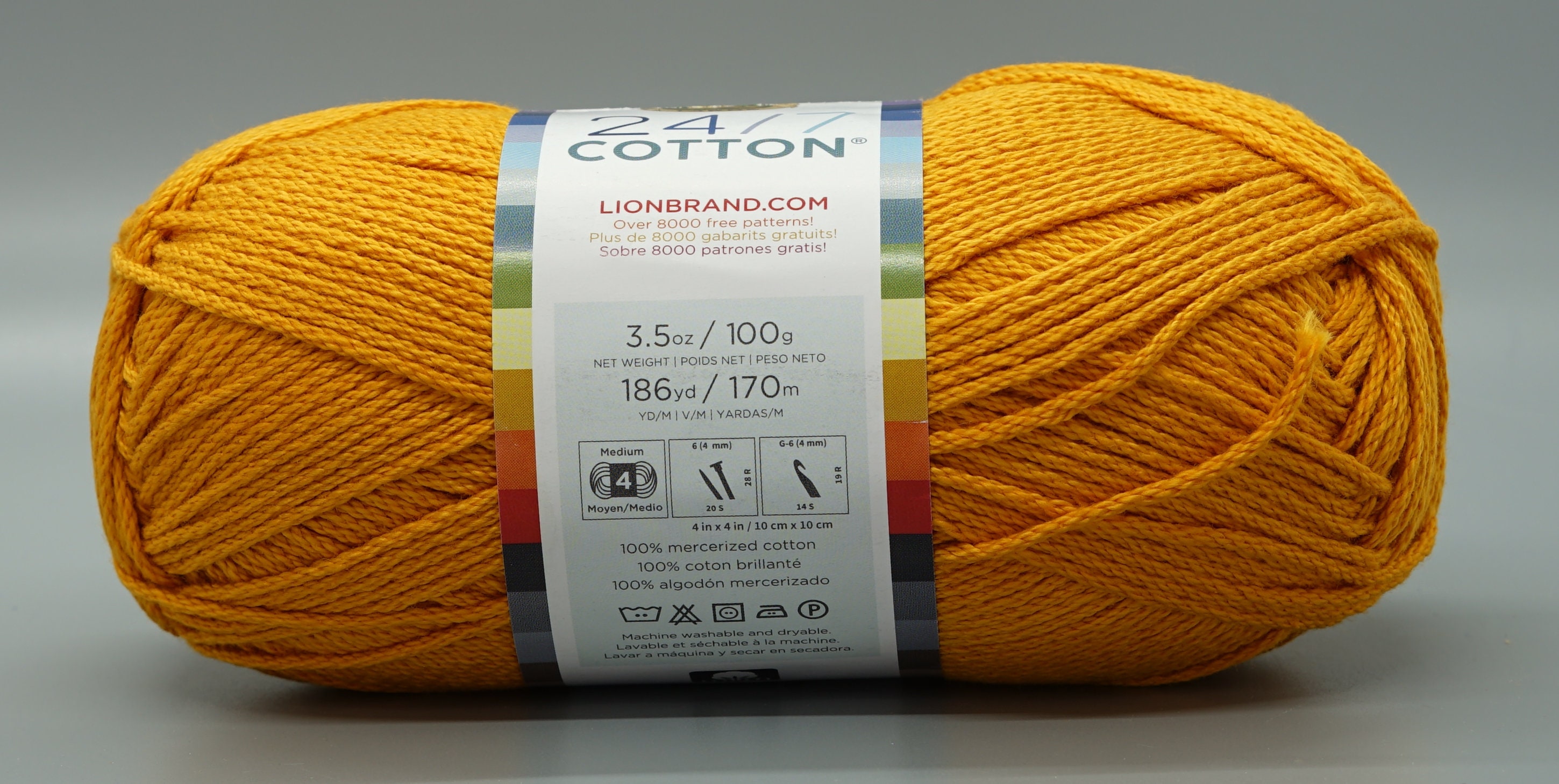 Lion Brand 24/7 Cotton 158 Goldenrod Yarn 100 Mercerized Etsy