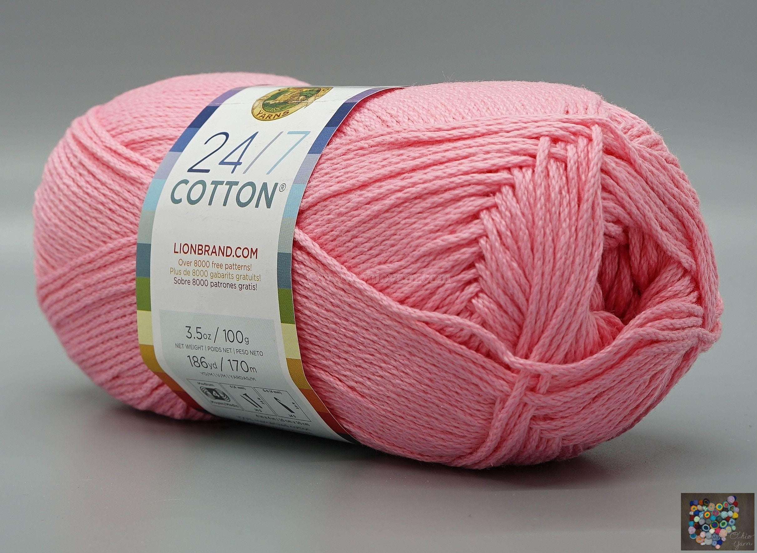 Lion Brand 24/7 Cotton 101 Pink Yarn 100% Mercerized Cotton -  Norway