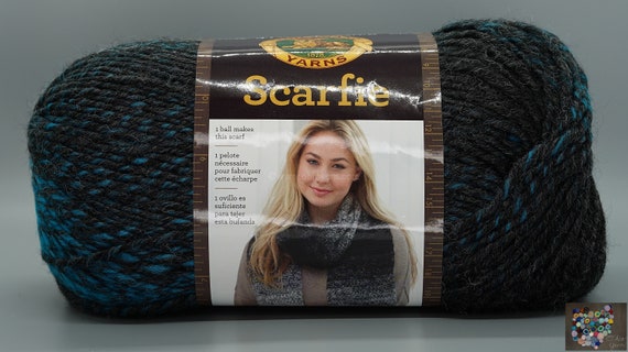 (3 Pack) Lion Brand Yarn Scarfie Bulky Yarn, Charcoal/Aqua