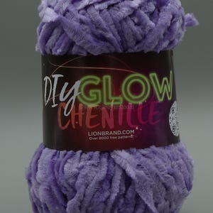 Lion Brand Yarn DIY Glow Chenille Yarn 144 Purple