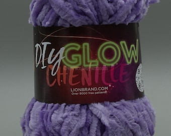 Lion Brand Yarn DIY Glow Chenille Yarn 144 Purple