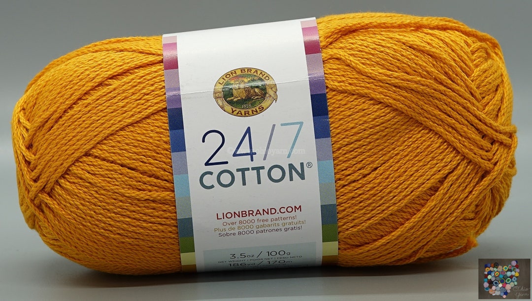 Lion Brand 24/7 Cotton 158 Goldenrod Yarn 100 Mercerized Cotton Yarn
