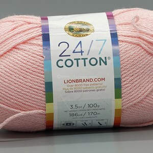 Lion Brand 24/7 Cotton 103 Pink Lemonade Yarn 100% Mercerized Cotton