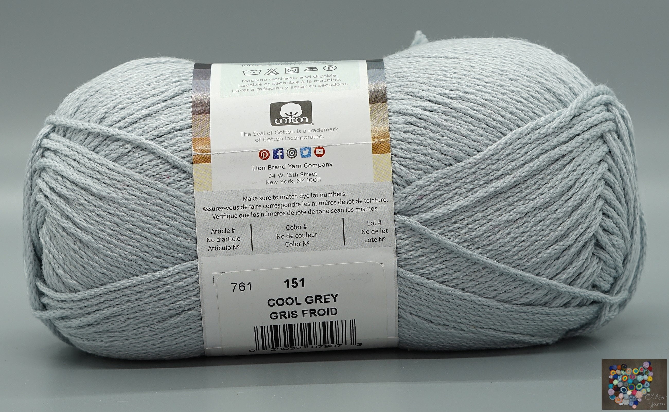 Lion Brand 24/7 Cotton Yarn-Silver