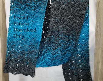 Crochet Scarf Pattern: Fancy Ripple, Single Skein (PDF Download)