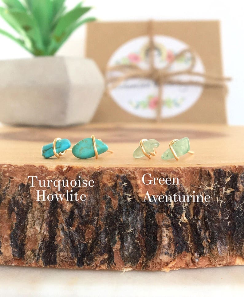 Stud Earrings Trio Gold Filled Herkimer Diamond /& Gemstone Studs Minimalist Birthstone Gift Simple Everyday Accessories