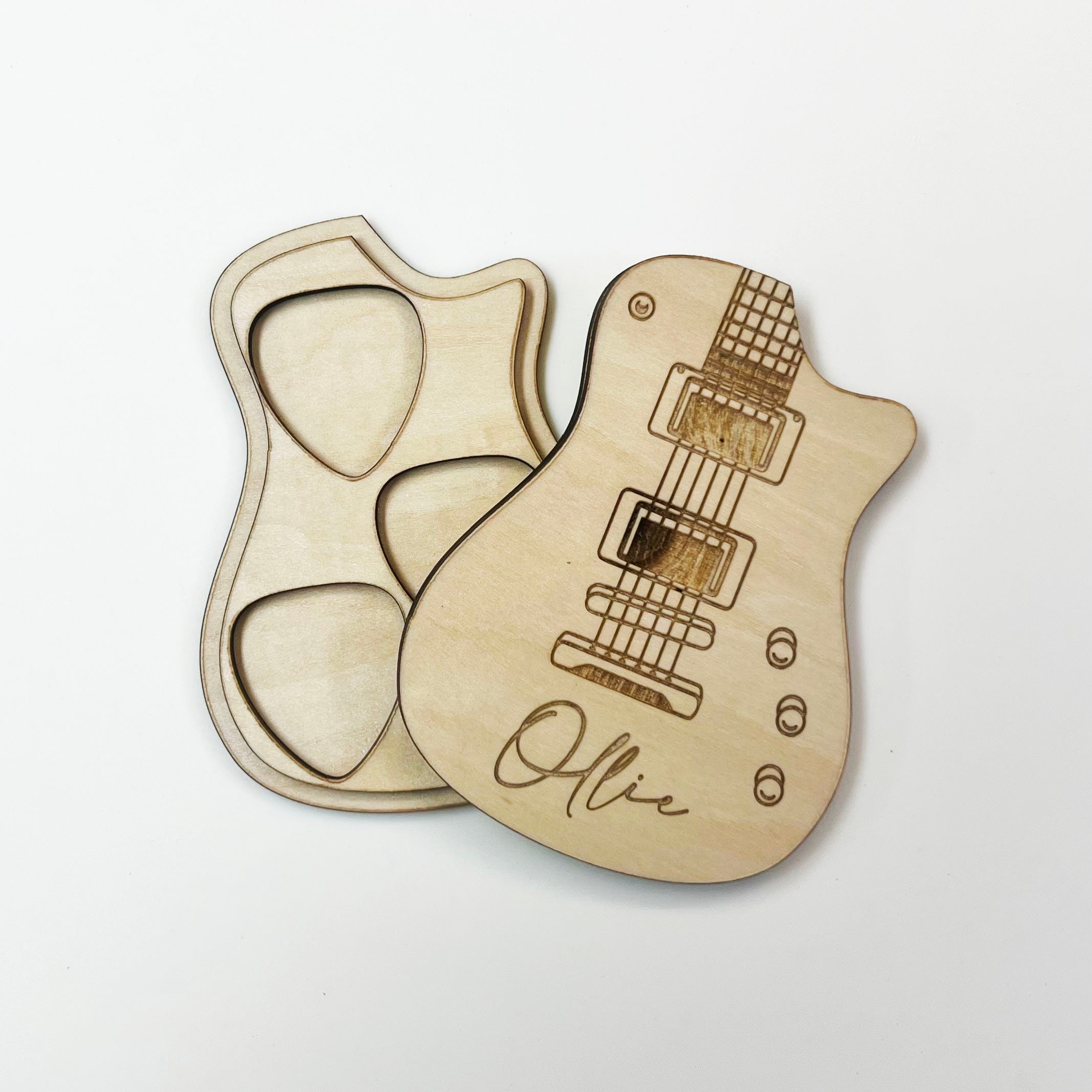 Picks / médiators de guitare en bois personnalisé avec étui à installer sur  la guitare. : acheter des objets Beatles, Lennon, McCartney, Starr et  Harrison