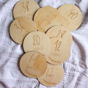 Leaf Pregnancy Milestone Discs, Gender Neutral Baby Announcement, Pregnancy Plaque, Gift Idea, Baby Shower, Baby and Newborn Plaque