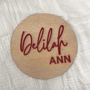Plaque de bébé personnalisée à double nom, plaque de faire-part de naissance, disque de nom de bébé en acrylique personnalisé, signe de nom de pépinière, décoration de pépinière