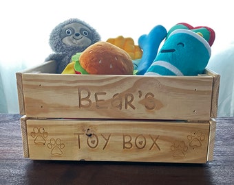 Personalised Pet Toy Crate, Custom Pet Box, Dog Toy Crate, Animal Toy Storage, Wooden, Medium, Large