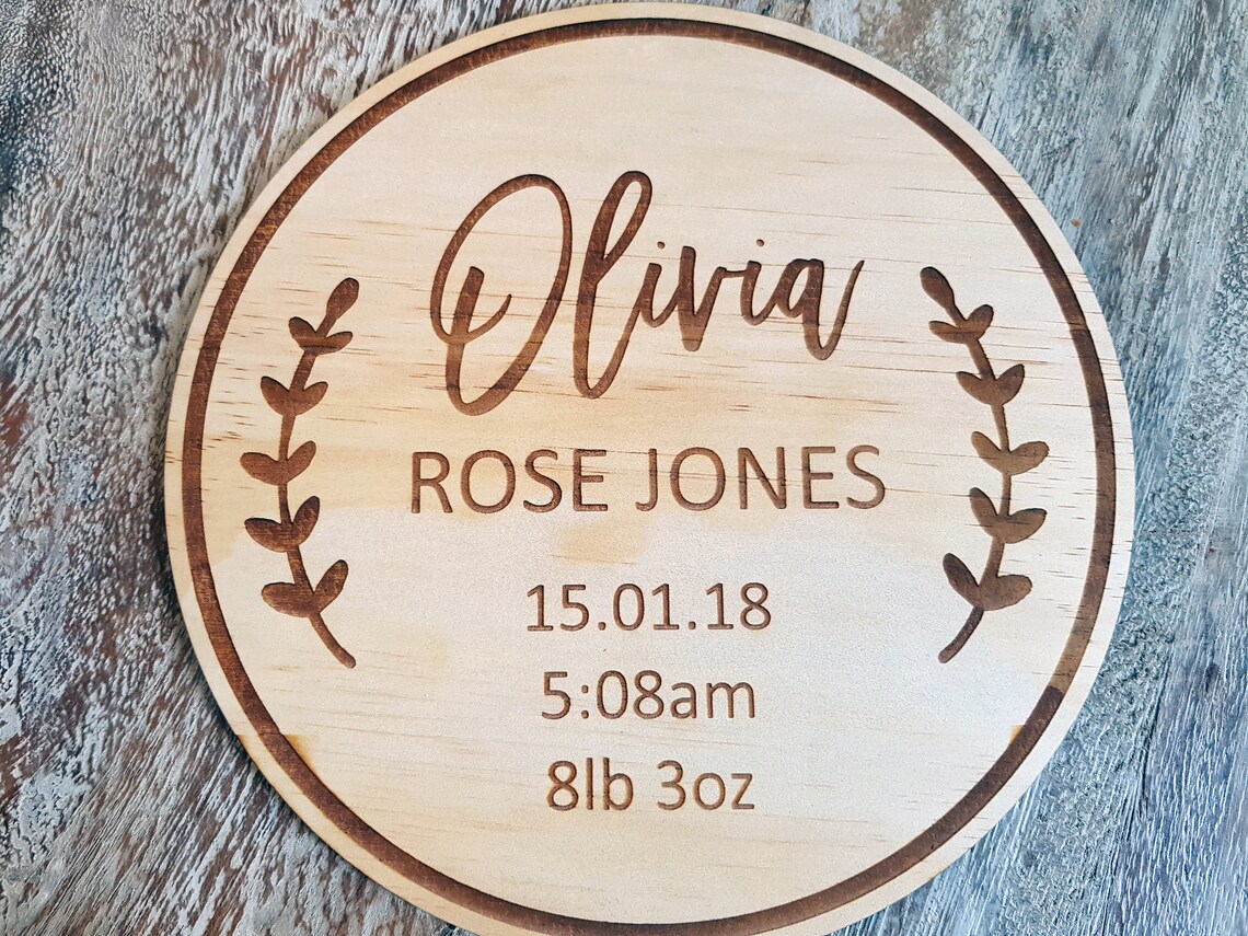 Custom Wood Birth Plaque Personalised Birth Announcement Etsy