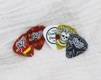 Custom Printed Guitar Picks Personalised Musician Guitarist Bass Acoustic Rock Metal Celluloid