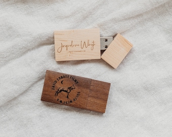 Custom Engraved Wood Rectangle USB, Personalised USB Stick, Flash Drive, Wooden USB Stick, Photo Album, Photographer, Wedding Album