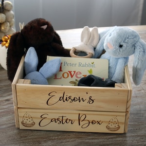Gepersonaliseerde Pasen Houten Krat Paasei Mand Houtmand Aangepaste Naam Happy Easter Box