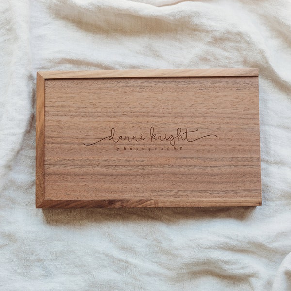 Custom Engraved Maple/Walnut Wood Photo Box, Personalised Photography Box, Photography Box, Photo Album, Photographer, Wedding Album