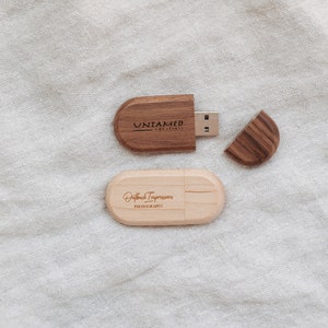 Custom Engraved Wood Oval USB, Personalised USB Stick, Wooden USB, Flash Drive, Photo Album, Photographer, Wedding Album, Photography