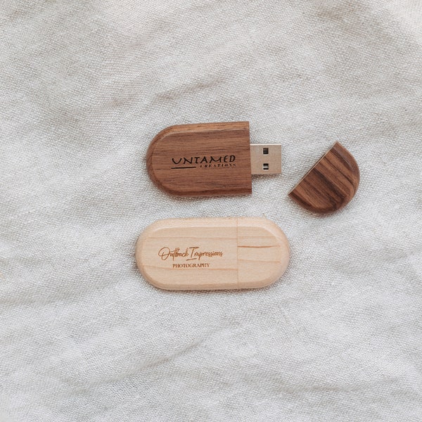 USB ovale en bois gravé sur mesure, clé USB personnalisée, clé USB en bois, clé flash, album photo, photographe, album de mariage, photographie