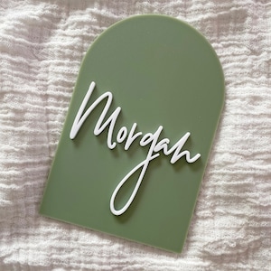 Plaque de nom de bébé en arc personnalisé, plaque de faire-part de naissance, disque de nom de bébé en acrylique d’arche personnalisé, signe de nom de pépinière, décoration de pépinière