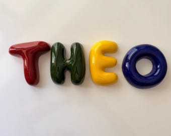 Handmade Ceramic Bubble Letter: Custom Wall Decor