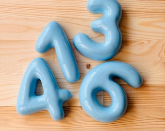 Handmade Ceramic Bubble Numbers – Colorful Custom House Decor (11cm)