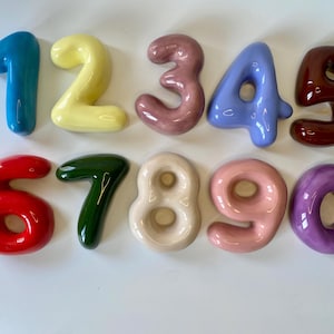Números de cerámica - Número de cerámica SUAVE personalizado de colores - Número de burbuja de cerámica