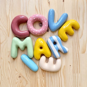 Personalized Ceramic Bubble Letters,  Colorful Kids Room Decor