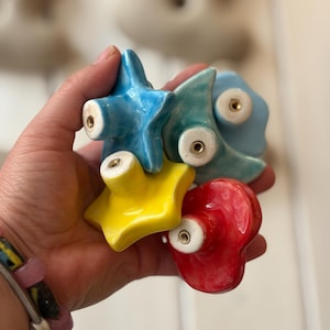 Handmade Ceramic Dresser Knobs, Colorful Letter & Shape Drawer Pulls for Nursery Decor