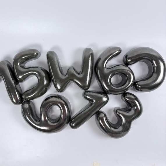 Ceramic Bubble Numbers – Handmade Metallic House Numbers, Modern Wall Decor