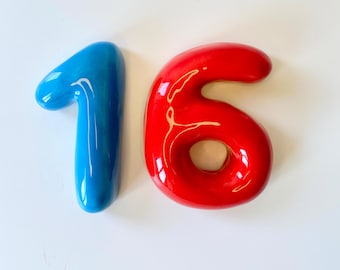 Handmade Custom Ceramic Numbers -Personalized Ceramic Bubble House Numbers