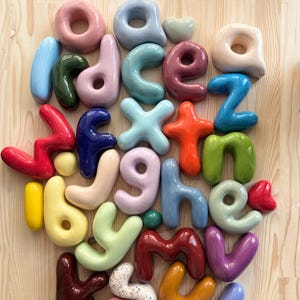 Custom Ceramic Lowercase Bubble Letters, Handmade Nursery Wall Decor, Personalized Kids Room Sign