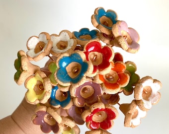 Handmade Ceramic Flower Stems – Colorful Pottery Blooms for Home Decor-Handmade Pottery Floral Gift